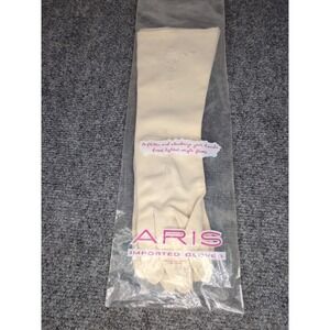 Vintage ARIS Imported Gloves 100% Cotton Kids 7.5 Size Ivory Embroidered Germany